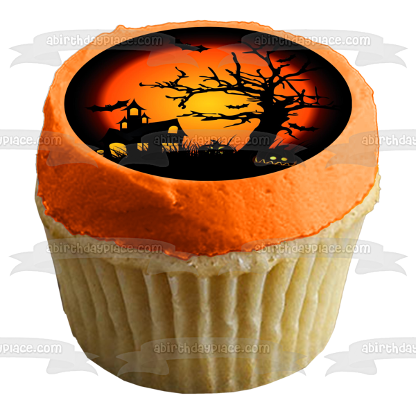 Halloween Scary Jack O Latern Edible Cake Topper Image ABPID50355