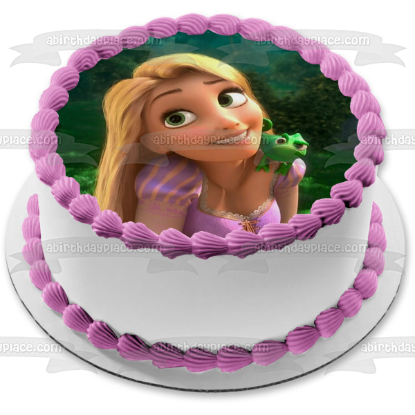 Imagen comestible para decoración de tarta de Rapunzel y Pascal enredados ABPID50360 