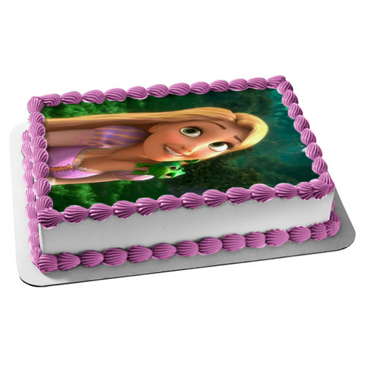 Imagen comestible para decoración de tarta de Rapunzel y Pascal enredados ABPID50360 