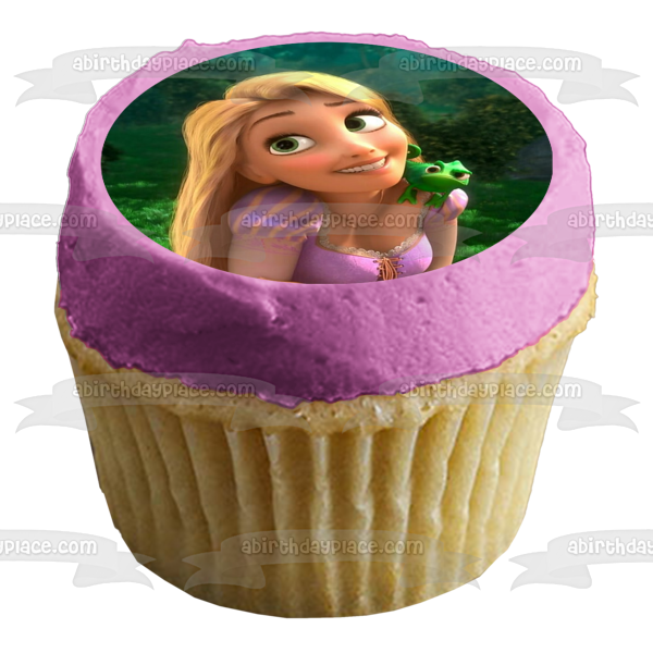 Imagen comestible para decoración de tarta de Rapunzel y Pascal enredados ABPID50360 