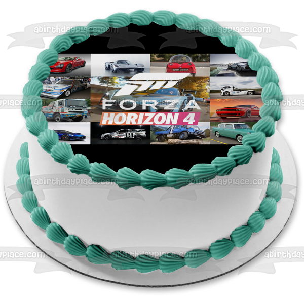 Forza Horizon 4 Cars Collage Racing Cars Aston Martin DB5 Imagen comestible para decoración de tarta ABPID50516 