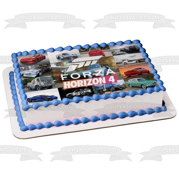 Forza Horizon 4 Cars Collage Racing Cars Aston Martin DB5 Imagen comestible para decoración de tarta ABPID50516 