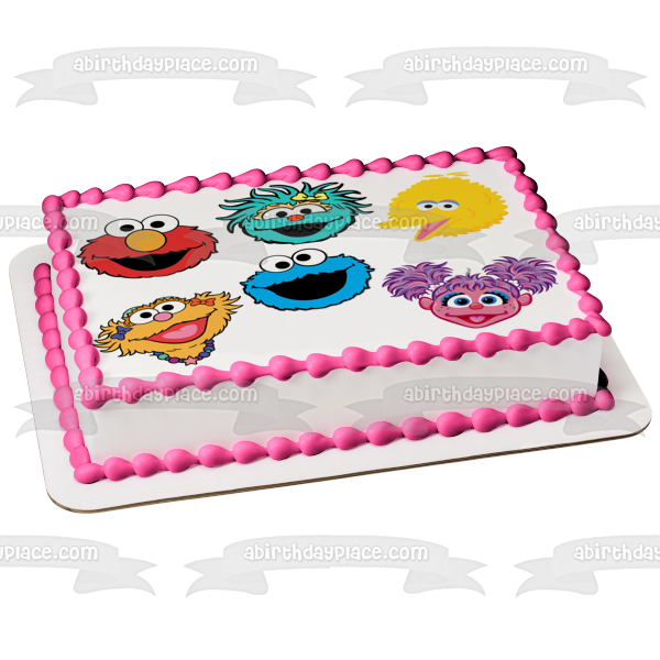 Barrio Sésamo se enfrenta a Big Bird Zoe Abby Rosalia Elmo adorno comestible para tarta imagen ABPID50366 