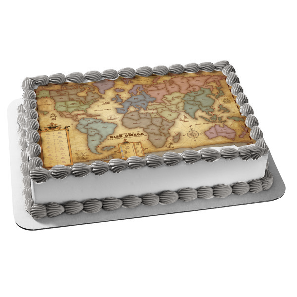 Juego de riesgo, mapa de tablero, países, juego clásico, juego familiar, noche, decoración comestible para tarta, imagen ABPID50394 