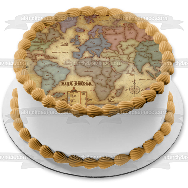 Juego de riesgo, mapa de tablero, países, juego clásico, juego familiar, noche, decoración comestible para tarta, imagen ABPID50394 