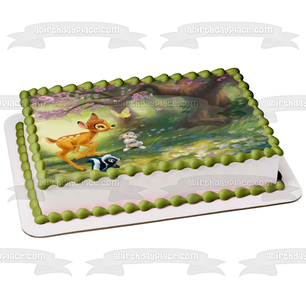 Bambi Thumper Flor Hermoso Árbol Ciervo Decoración comestible para tarta Imagen ABPID50399 