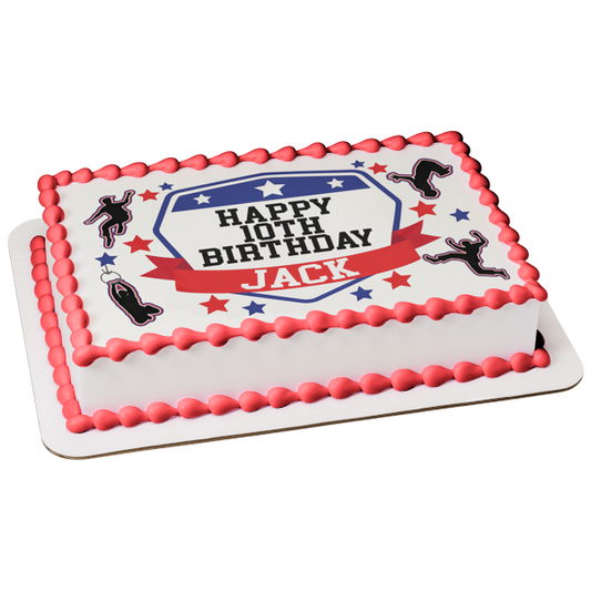 American Ninja Warrior Rojo Blanco Azul Negro Figuras Sin Borde Comestible Cake Topper Imagen ABPID50705 