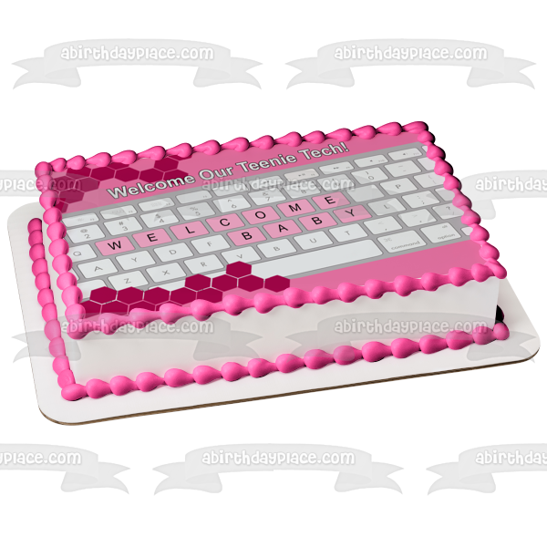 Imagen de adorno comestible para pastel rosa para baby shower de Teenie Tech ABPID50720 