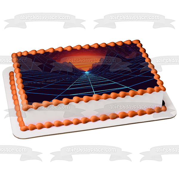 Imagen de decoración comestible para tarta con programa de juego retro ABPID50735 