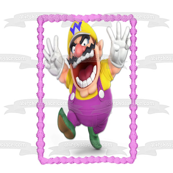 Ronda ganadora de Wario Mario Party Personaliza con tu nombre Imagen comestible para decoración de tarta ABPID50646 