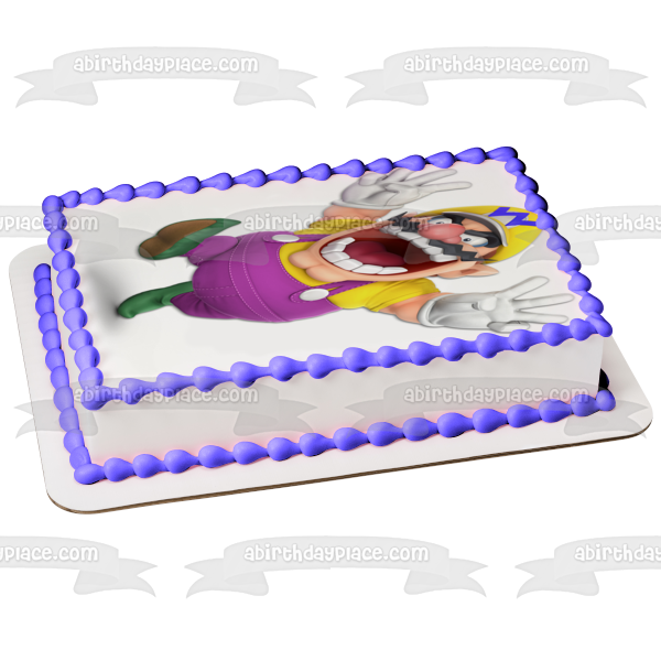 Ronda ganadora de Wario Mario Party Personaliza con tu nombre Imagen comestible para decoración de tarta ABPID50646 