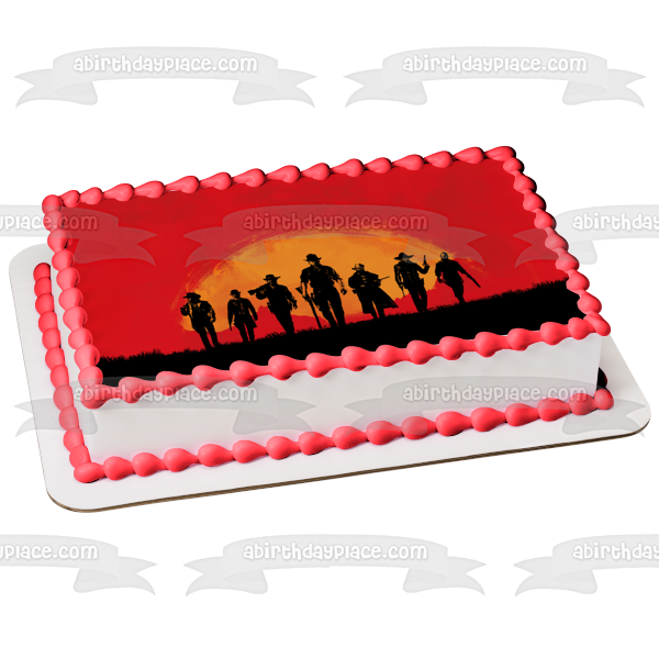 Imagen comestible para decoración de tarta con silueta de sol amarillo de Red Dead Redemption ABPID50649 