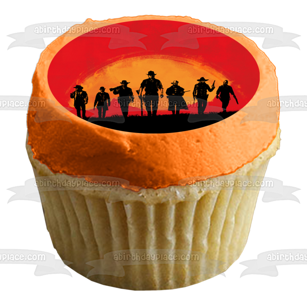 Imagen comestible para decoración de tarta con silueta de sol amarillo de Red Dead Redemption ABPID50649 