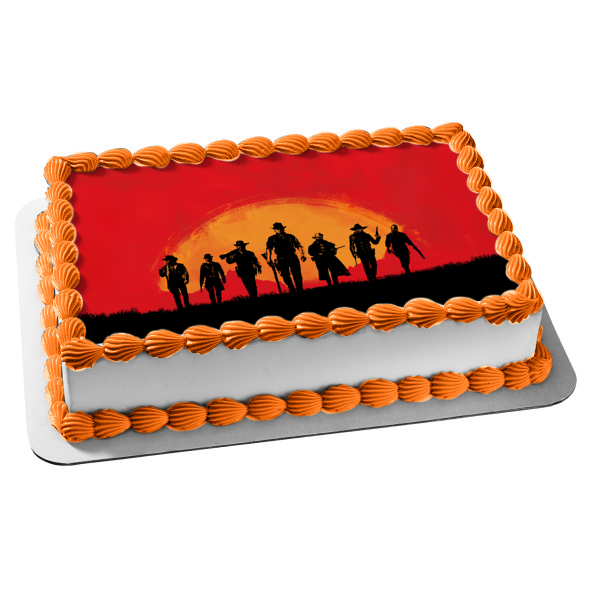 Imagen comestible para decoración de tarta con silueta de sol amarillo de Red Dead Redemption ABPID50649 