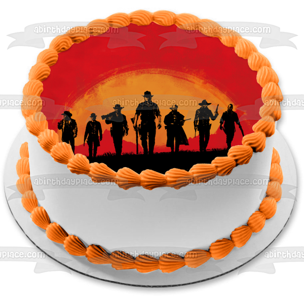 Imagen comestible para decoración de tarta con silueta de sol amarillo de Red Dead Redemption ABPID50649 