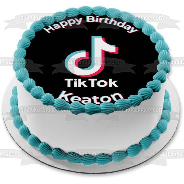 Imagen de decoración comestible para tarta con logotipo de TikTok negro Tik Tok ABPID50776 