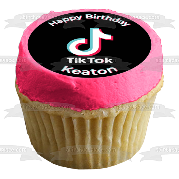 Imagen de decoración comestible para tarta con logotipo de TikTok negro Tik Tok ABPID50776 