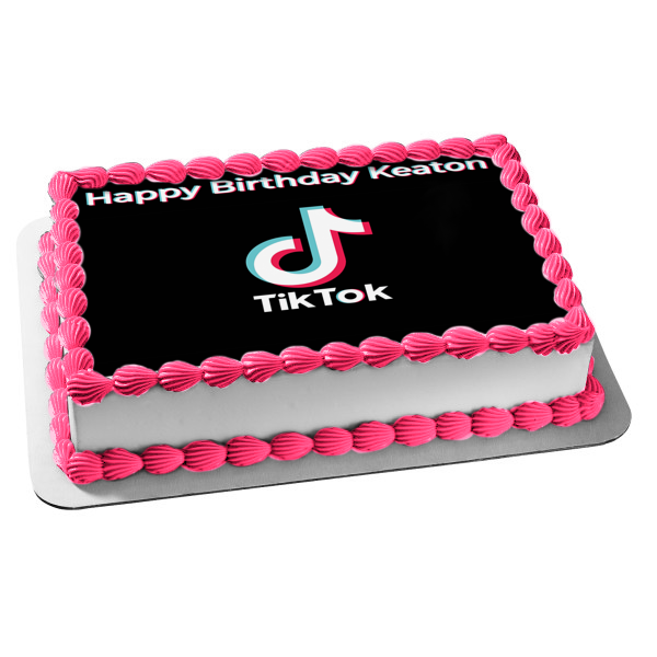 Imagen de decoración comestible para tarta con logotipo de TikTok negro Tik Tok ABPID50776 