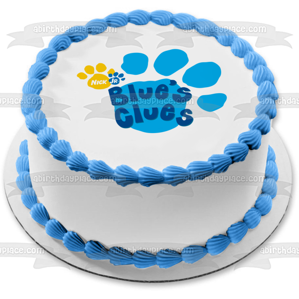 Nick Jr Blue's Clues Logotipo con estampado de pata ¡Las pistas de Blues y tú! Imagen comestible para decoración de tarta ABPID50652 