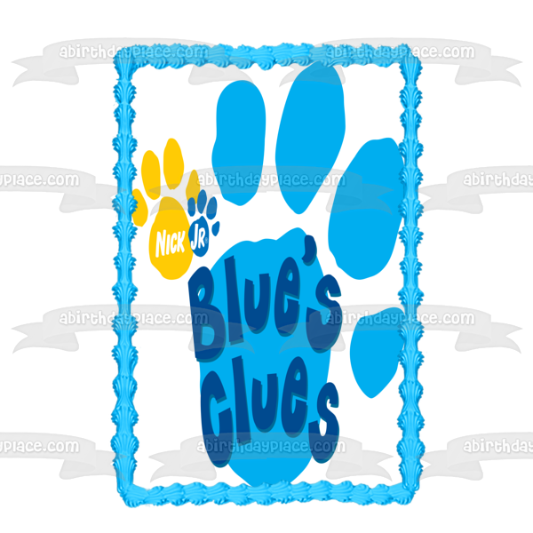 Nick Jr Blue's Clues Logotipo con estampado de pata ¡Las pistas de Blues y tú! Imagen comestible para decoración de tarta ABPID50652 