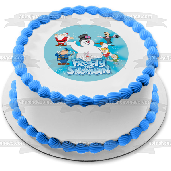 Frosty el muñeco de nieve y sus amigos Santa Profesor Hinkle Karen Hocus Pocus Rabbit Adorno comestible para tarta Imagen ABPID50801 