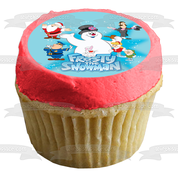 Frosty el muñeco de nieve y sus amigos Santa Profesor Hinkle Karen Hocus Pocus Rabbit Adorno comestible para tarta Imagen ABPID50801 