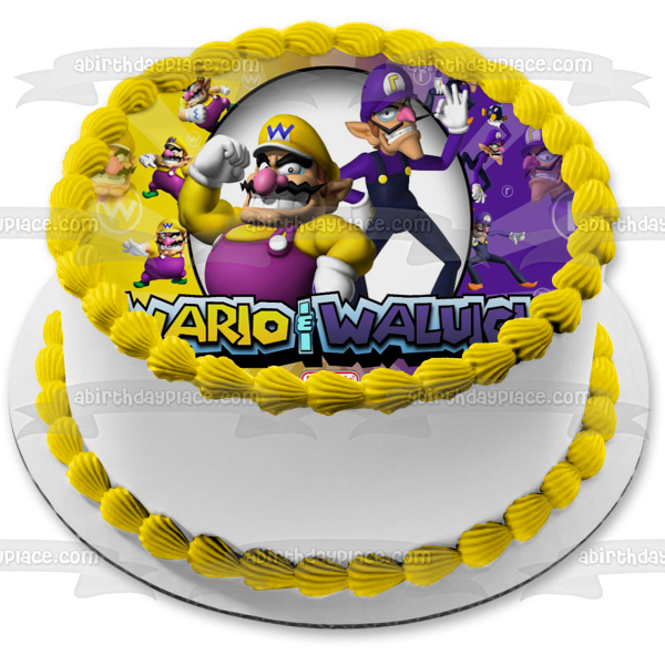 Wario y Waluigi Nintendo Videojuego Edible Cake Topper Imagen ABPID50659 