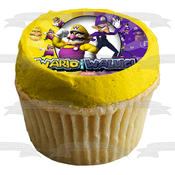 Wario y Waluigi Nintendo Videojuego Edible Cake Topper Imagen ABPID50659 