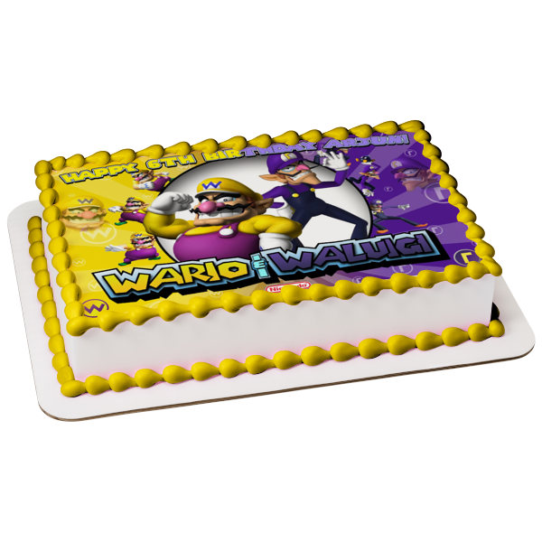 Wario y Waluigi Nintendo Videojuego Edible Cake Topper Imagen ABPID50659 