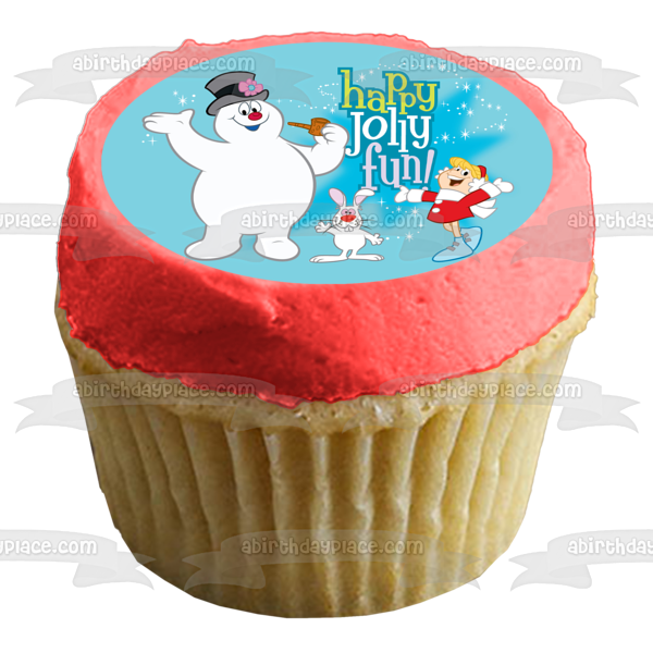 Frosty the Snowman Happy Jolly Fun with Karen and Hocus Pocus Rabbit Edible Cake Topper Image ABPID50803