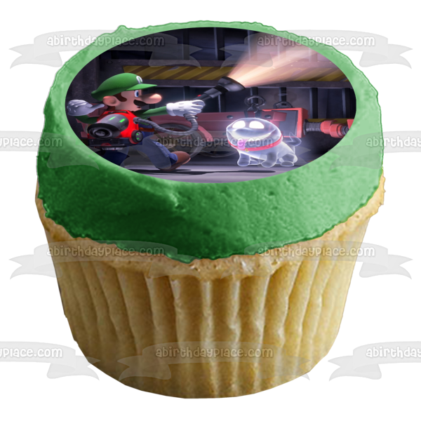 Imagen comestible para decoración de tarta de Luigi's Mansion Luigi y Polterpup ABPID50661 