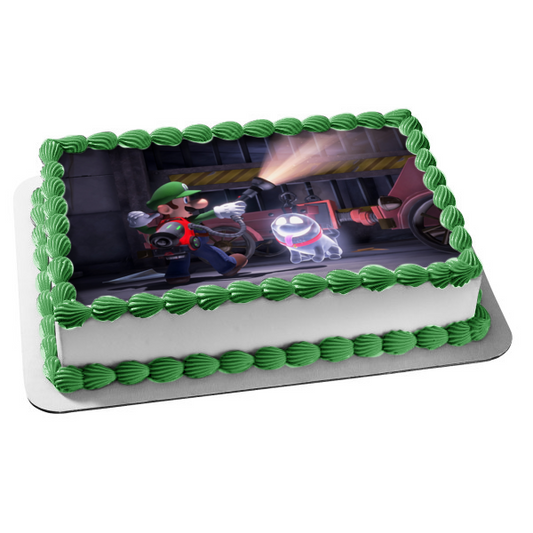 Imagen comestible para decoración de tarta de Luigi's Mansion Luigi y Polterpup ABPID50661 