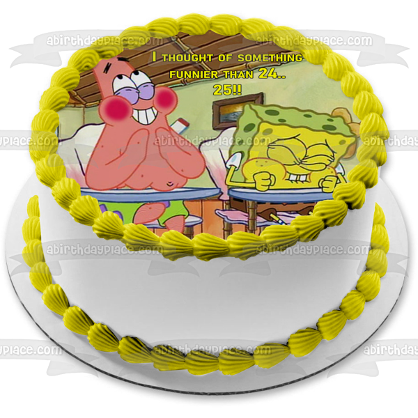 ¡¡¡Pensé en algo más divertido que 24...25!!! Imagen divertida de decoración comestible para tarta de 25 cumpleaños de Bob Esponja y Patricio ABPID50811 