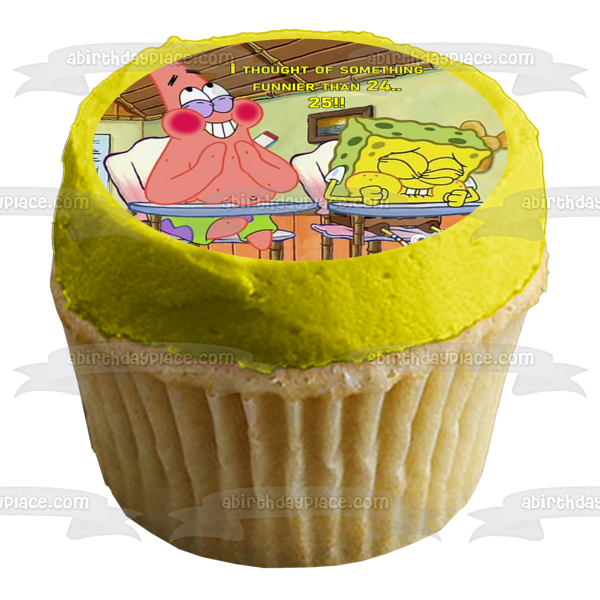 ¡¡¡Pensé en algo más divertido que 24...25!!! Imagen divertida de decoración comestible para tarta de 25 cumpleaños de Bob Esponja y Patricio ABPID50811 