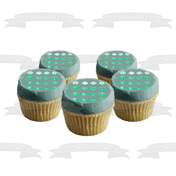 RPG Gaming Dice Teal Tabletop Gaming Dnd Edible Cake Topper Tiras de imágenes ABPID50815 