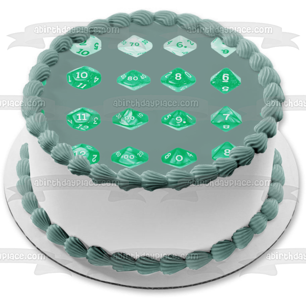 RPG Gaming Dice Teal Tabletop Gaming Dnd Edible Cake Topper Tiras de imágenes ABPID50815 