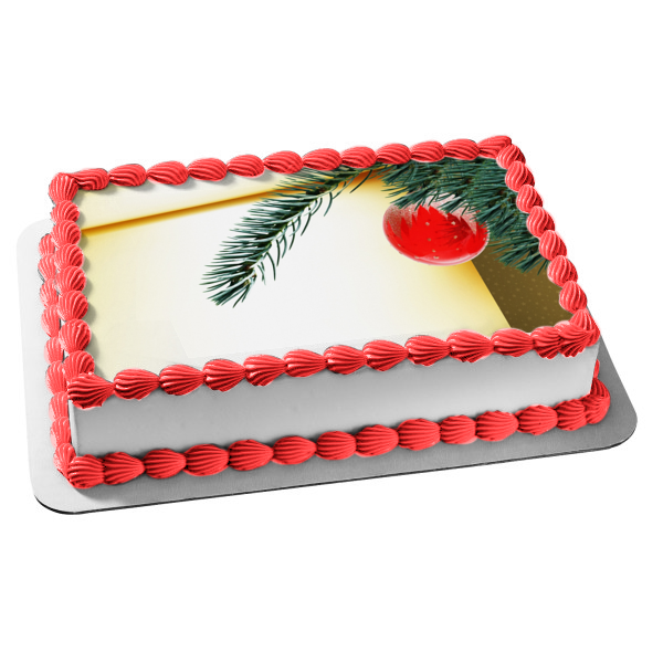 Adorno de bola roja para árbol de Navidad, adorno comestible para tarta, imagen ABPID50677 