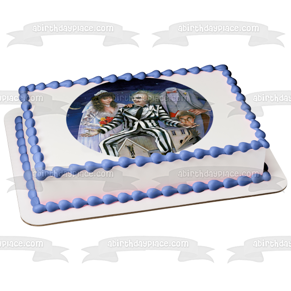 Tim Burton Beetlejuice Wedding Barbara Adam Wedding Edible Cake Topper Image ABPID50857