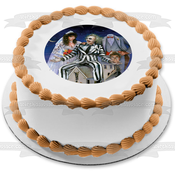 Tim Burton Beetlejuice Boda Barbara Adam Boda Adorno comestible para tarta Imagen ABPID50857 