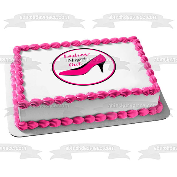 Ladies' Night Out Pink High Heel Shoe Stiletto Edible Cake Topper Image ABPID50862