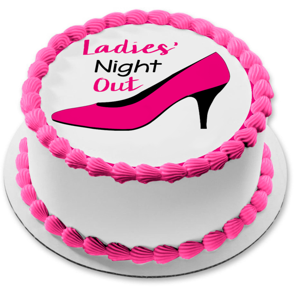 Ladies' Night Out Pink High Heel Shoe Stiletto Edible Cake Topper Image ABPID50862