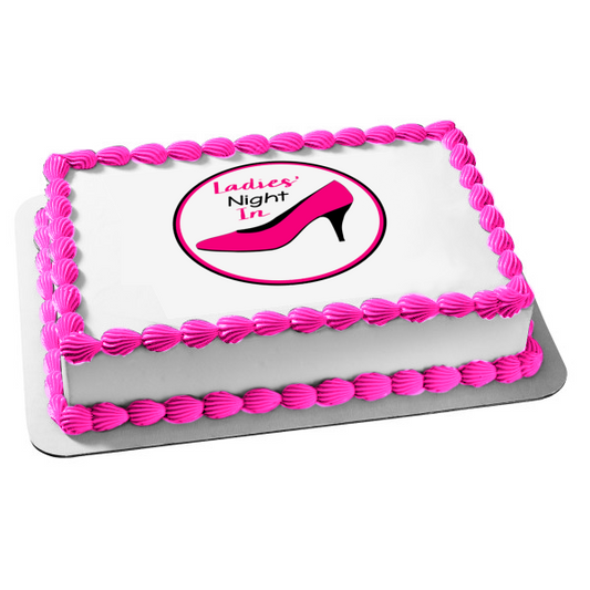 Adorno comestible para tarta con tacón de aguja de noche de señoras en color rosa Imagen ABPID50863 