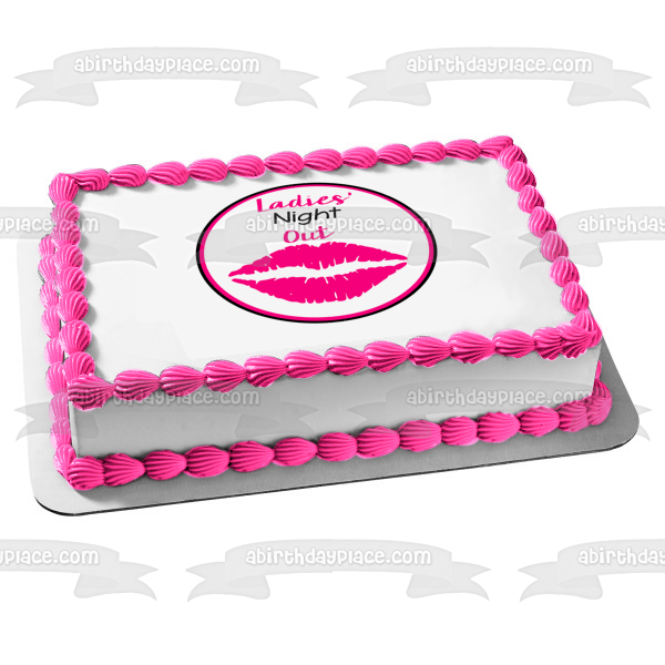 Decoración comestible para tarta con beso de labios rosas de Ladies' Night Out Imagen ABPID50864 