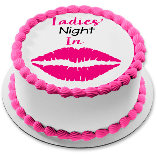 Decoración comestible para tarta con labios de beso rosa, Noche de damas, imagen ABPID50865 