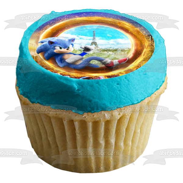 Póster de la película Sonic the Hedgehog, Torre Eiffel, París, decoración comestible para tarta, imagen ABPID51027 