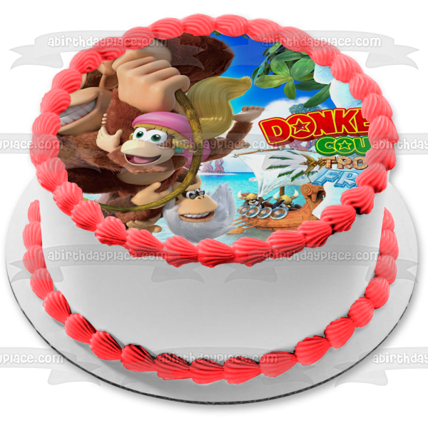 Donkey Kong Country Tropical Freeze Dixie Diddy Funky Cranky Edible Cake Topper Image ABPID50884