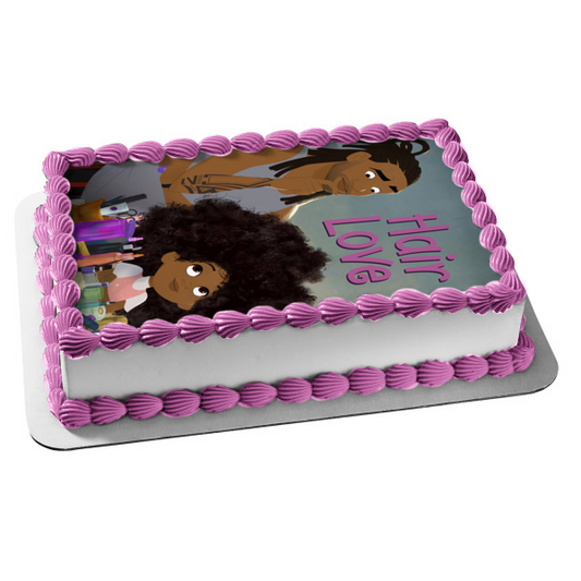 Adorno comestible para tarta con diseño de Hair Love Zuri Daddy, imagen ABPID51037 