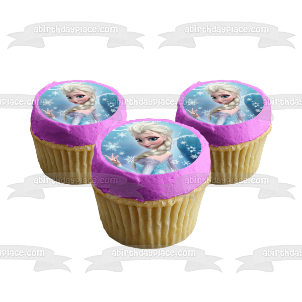 Elsa Disney Frozen Princess Snowflakes Mountain Decoración comestible para tarta Imagen ABPID51044 