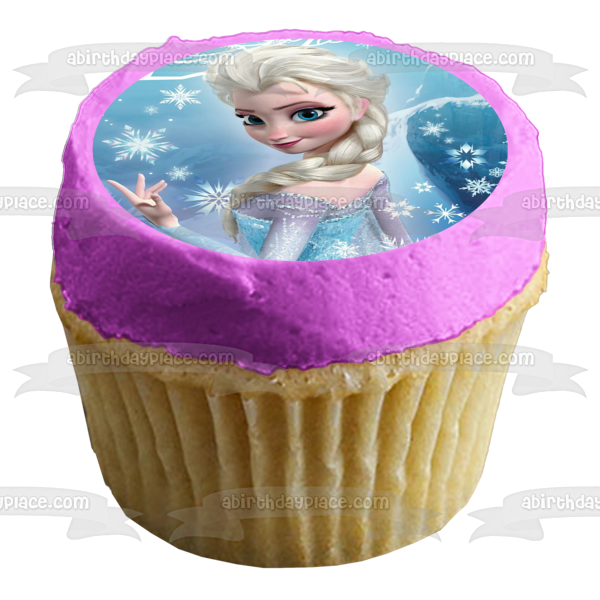 Elsa Disney Frozen Princess Snowflakes Mountain Decoración comestible para tarta Imagen ABPID51044 