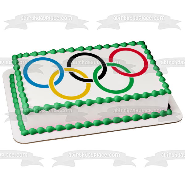 Imagen de decoración comestible para tarta con el logotipo de los anillos olímpicos, verano e invierno, ABPID50903 